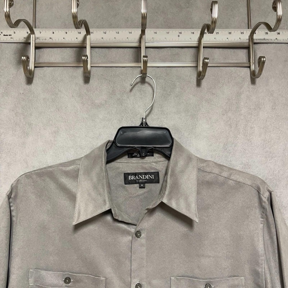 Brandini Shirt‎ Men's M Gray Suede Button Up Cowboy Western Rodeo Country Party